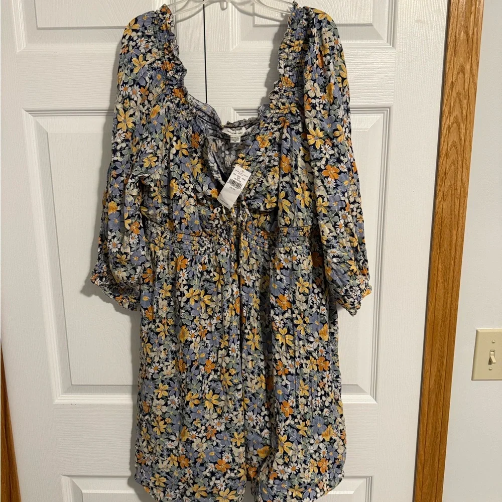 American Eagle Outfitters Floral Mini Dress - Blue and Yellow - Picture 2 of 9